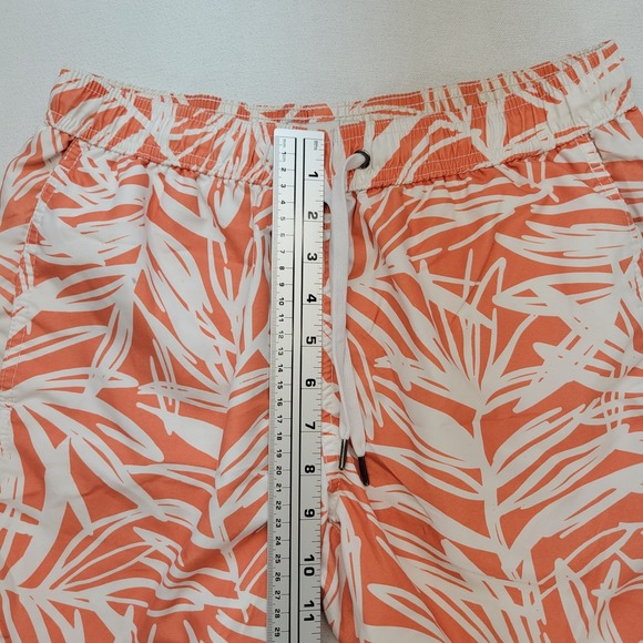 ONIA Swim Trunks Mens Small Charles Orange White Hawaiian Tropical Leaves 7" - Picture 6 of 9
